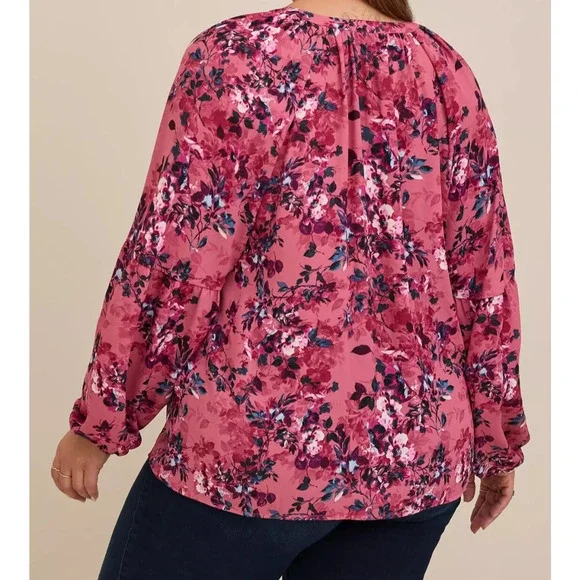 NWT Torrid Georgette Puff Sleeve Peasant Blouse Long Sleeve V-Neck Plus Size 3X - Picture 9 of 10
